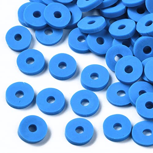 Beadthoven 1170 Stück handgefertigte Polymer-Ton-Perlen 6 mm flache, runde blaue Scheiben von Heishi lose Abstandshalter Perlen für DIY Armband Schmuck Handwerk Supplies von BB Beadthoven