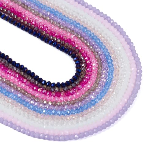 Beadthoven AB-farbbeschichtete Glasperlen, galvanisiert, Jadeimitat, violett-rosa Samen, Mini-Rondelle, lose Abstandshalter für Schmuckherstellung, 12 Stränge/1440 Stück von BB Beadthoven