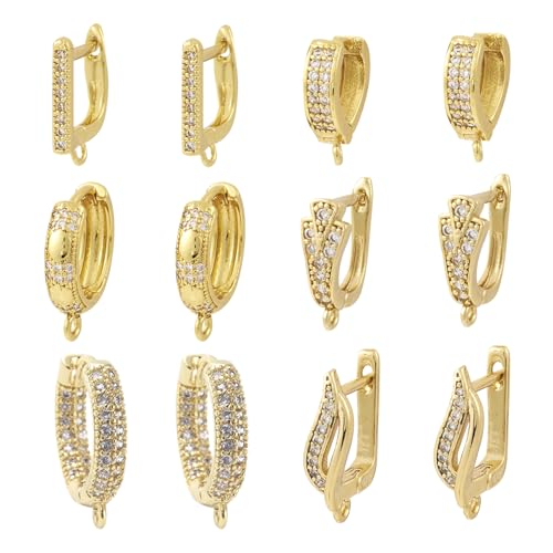 Beadthoven 12 Stück 6 Stile Huggie Hoop Ohrringe mit Schlaufen Golden Cubic Zirkonia Creolen-Ohrringe Findings Leverback Ohrdrähte Ohrstecker Haken für Frauen Geschenke Schmuckherstellung DIY Handwerk Beadthoven 12 Stück 6 Stile Huggie Hoop Ohrringe mit Schlaufen Golden Cubic Zirkonia Creolen-Ohrringe Findings Leverback Ohrdrähte Ohrstecker Haken für Frauen Geschenke Schmuckherstellung DIY Handwerk von BB Beadthoven