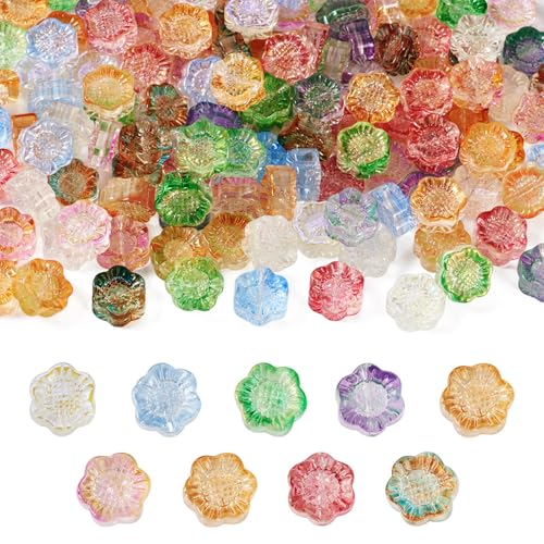 Beadthoven 135 Stück handgefertigte Sonnenblumen-Glasperlen, 9 Farben, galvanisierte Kristallblumen-Perlen für Armband, Halskette, handgefertigte Schmuckherstellung Beadthoven 135 Stück handgefertigte Sonnenblumen-Glasperlen, 9 Farben, galvanisierte Kristallblumen-Perlen für Armband, Halskette, handgefertigte Schmuckherstellung von BB Beadthoven