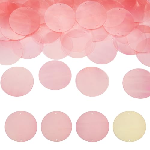 Beadthoven 150 Stück flache runde Paillettenglieder Regenbogen-Paillettenperlen aus PVC, klare Pailletten mit Doppellöchern, für Bastelarbeiten, Nähen, Kunstprojekte, Ohrringe, Ornament, Hot Pink von BB Beadthoven