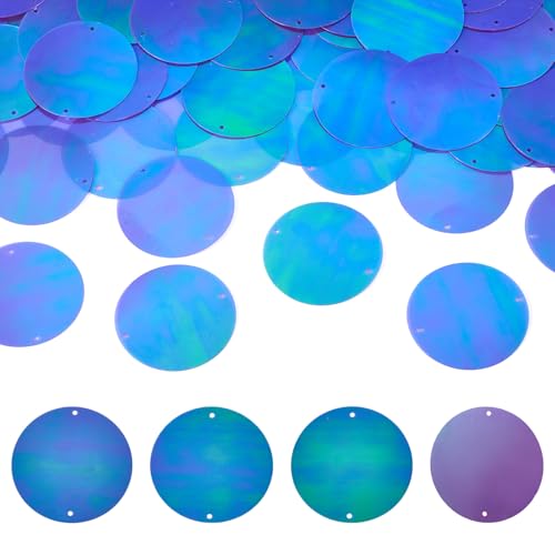 Beadthoven 150 Stück flache runde Paillettenglieder Regenbogen-Paillettenperlen aus PVC, klare Pailletten mit Doppellöchern, für Bastelarbeiten, Nähen, Kunstprojekte, Ohrringe, Ornament, Lila, 150 von BB Beadthoven