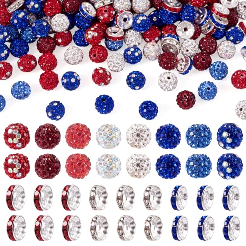 Beadthoven 175 Stück 10 mm Strass-Pavé-Ton-Perlen, Glitzer, Kristall, Discokugel-Perlen, flach, rund, Abstandshalter, Großpackung für Stifte, Schmuckherstellung von BB Beadthoven