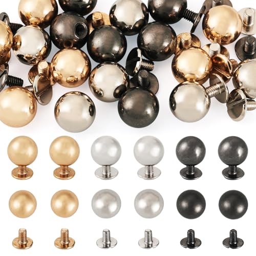 Beadthoven 18 Sets Metall Runde Nieten Dekorative Schraubverschluss Nieten Leder Schraubnieten mit Legierungsmuttern für DIY Lederwaren Zubehör, 10 x 9,5 mm von BB Beadthoven