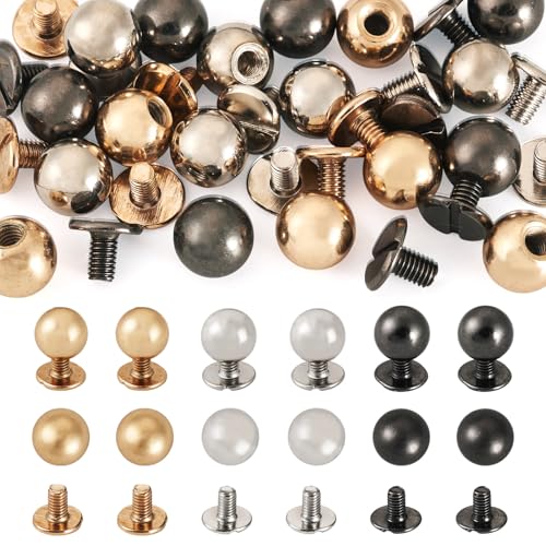 Beadthoven 18 Sets Metall Runde Nieten Dekorative Schraubverschluss Nieten Leder Schraubnieten mit Legierungsmuttern für DIY Lederwaren Zubehör, 8 x 7,5 mm von BB Beadthoven