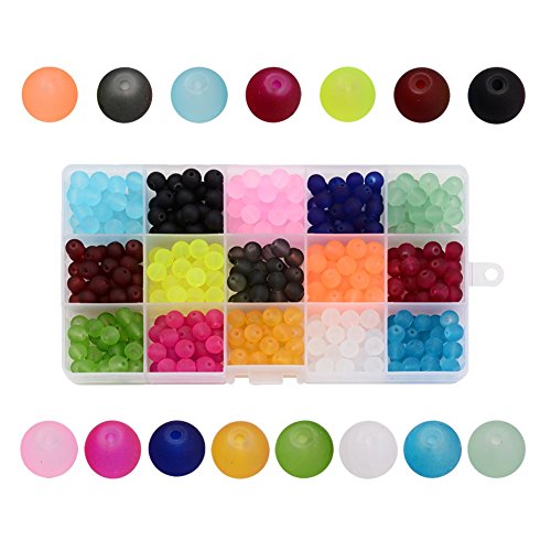 Beadthoven 180 Stück 10 mm transparente, gefrostete, runde Glasperlen, lose Zwischenperlen, 15 Farben, für Schmuckherstellung, Heimdekoration, Loch: 1,3–1,6 mm Beadthoven 180 Stück 10 mm transparente, gefrostete, runde Glasperlen, lose Zwischenperlen, 15 Farben, für Schmuckherstellung, Heimdekoration, Loch: 1,3–1,6 mm von BB Beadthoven