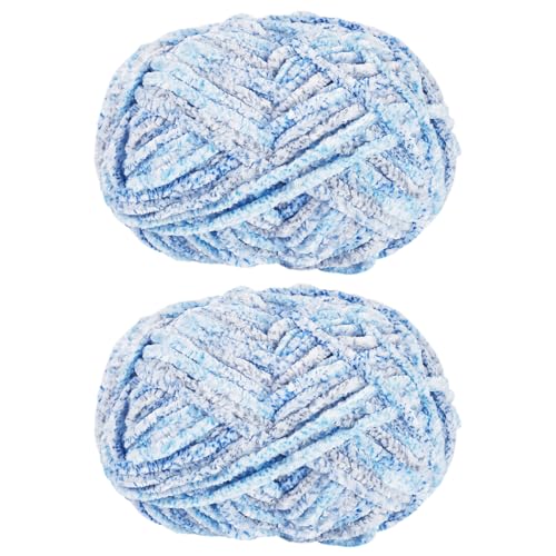 Beadthoven 2 Knäuel, 6 mm breit, dickes dickes dickes Chenille-Garn, sperrige Garne zum Stricken und Häkeln, für Taschen, Hüte, Decken, Kissen, Haustierbettherstellung, Dunkelblau von BB Beadthoven