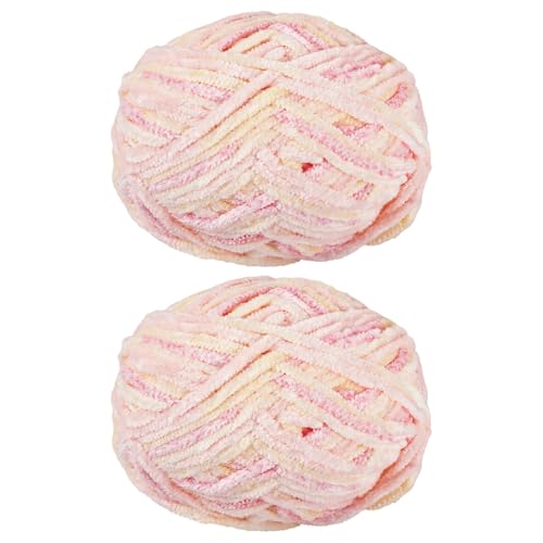 Beadthoven 2 Knäuel dickes, weiches Chenille-Garn, 6 mm breit, klobiges Polyestergarn, sperrige Garne zum Stricken und Häkeln, für Taschen, Hüte, Decken, Kissen, Haustierbettherstellung, Rosa von BB Beadthoven