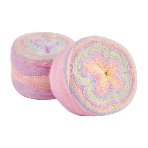 Beadthoven 2 Rollen x 100 g, segmentgefärbtes Strickgarn, 1 mm, weiches, dünnes Mohair-Garn, lange Wollgarne, Bastelgarne, Häkelgarne für Decken, Kissen, Stricken, Schals, Pullover, Häkelarbeiten von BB Beadthoven