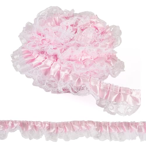 Beadthoven 2-lagiger Satin-Organza-Spitzenborte, ca. 12,5 m, 4,2 cm, rosa Plissee-Einfassung, Stoff zum Nähen, Basteln, Kleid, Rock, Verlängerung, Zubehör, Hochzeitsdekoration Beadthoven 2-lagiger Satin-Organza-Spitzenborte, ca. 12,5 m, 4,2 cm, rosa Plissee-Einfassung, Stoff zum Nähen, Basteln, Kleid, Rock, Verlängerung, Zubehör, Hochzeitsdekoration von BB Beadthoven
