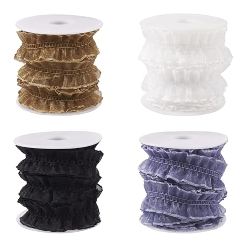 Beadthoven 20 Meter doppelt gerüschte Spitzenborte, Organza, dehnbar, elastisches Spitzenband, Stoff-Rand, 20 mm breit, für Heimwerker, Nähen, Handwerk, Brautschmuck, Hochzeit, Kleidungsdekoration Beadthoven 20 Meter doppelt gerüschte Spitzenborte, Organza, dehnbar, elastisches Spitzenband, Stoff-Rand, 20 mm breit, für Heimwerker, Nähen, Handwerk, Brautschmuck, Hochzeit, Kleidungsdekoration von BB Beadthoven