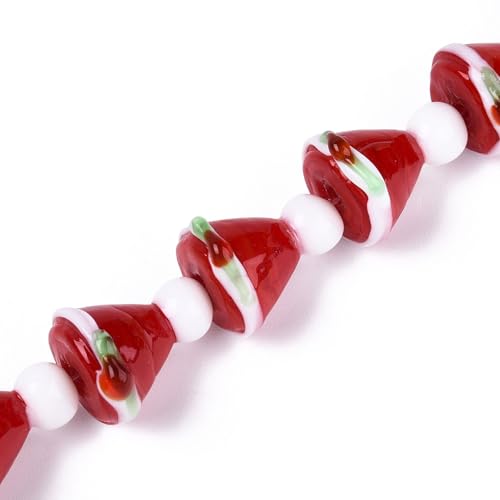 Beadthoven 20 Stück Weihnachtsmützen-Perlen, handgefertigte Glasperlen, rote Weihnachtsmannmütze, Kristall, Abstandshalter für Bastelarbeiten, Schmuckherstellung, Armbänder, Schlüsselband, Ohrringe Beadthoven 20 Stück Weihnachtsmützen-Perlen, handgefertigte Glasperlen, rote Weihnachtsmannmütze, Kristall, Abstandshalter für Bastelarbeiten, Schmuckherstellung, Armbänder, Schlüsselband, Ohrringe von BB Beadthoven