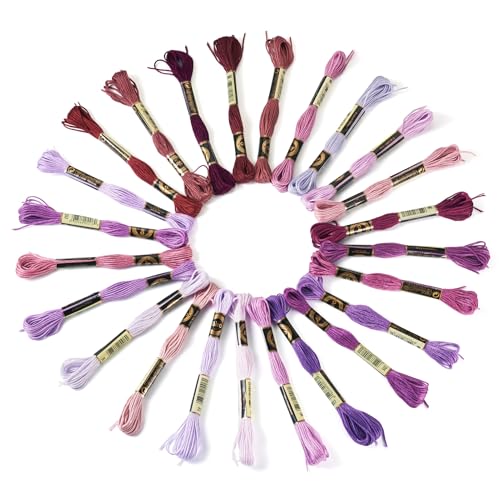 Beadthoven 24 Bündel Stickgarne, Polyester-Stickgarn, 1 mm, Kreuzstichfäden, Freundschaftsarmbänder, Faden zum Nähen, Armband, Kreuzstich, Handwerk, violette Melodie Beadthoven 24 Bündel Stickgarne, Polyester-Stickgarn, 1 mm, Kreuzstichfäden, Freundschaftsarmbänder, Faden zum Nähen, Armband, Kreuzstich, Handwerk, violette Melodie von BB Beadthoven