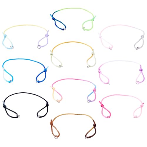 Beadthoven 30 Stück verstellbare Armbänder in 10 Farben, bunt, geflochtene Nylonschnur, Freundschaftsarmbänder, gedrehte Schnüre mit Biegering, für Schmuckherstellung, Bastelbedarf, halbfertig von BB Beadthoven
