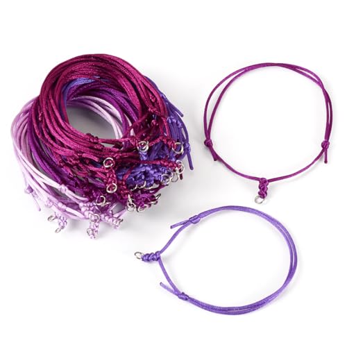 Beadthoven 40 Stück 4 Farben verstellbare Armbandschnur, halbfertiges Armband, Nylonschnur, Armbänder mit Sprungring für Freundschaftsarmband, Schmuckherstellung, Violette Serie Beadthoven 40 Stück 4 Farben verstellbare Armbandschnur, halbfertiges Armband, Nylonschnur, Armbänder mit Sprungring für Freundschaftsarmband, Schmuckherstellung, Violette Serie von BB Beadthoven