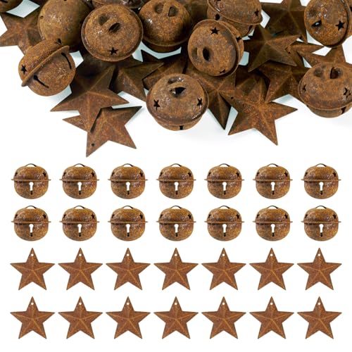 Beadthoven 40 Stück Glockenstern Rustikale Charms Roststern-Anhänger Vintage Stern Weihnachtsbaum hängende Ornamente Bulk für DIY Heimdekoration Handwerk Geschenkverpackung Zubehör Beadthoven 40 Stück Glockenstern Rustikale Charms Roststern-Anhänger Vintage Stern Weihnachtsbaum hängende Ornamente Bulk für DIY Heimdekoration Handwerk Geschenkverpackung Zubehör von BB Beadthoven