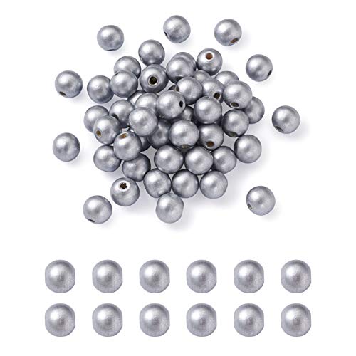 Beadthoven 400 Stück Holzperlen, 14 mm, lackierte Holzperlen, silberfarben, runde Sprühperlen, Abstandshalter für Schmuckherstellung, Heimdekoration, Loch: 4 mm Beadthoven 400 Stück Holzperlen, 14 mm, lackierte Holzperlen, silberfarben, runde Sprühperlen, Abstandshalter für Schmuckherstellung, Heimdekoration, Loch: 4 mm von BB Beadthoven