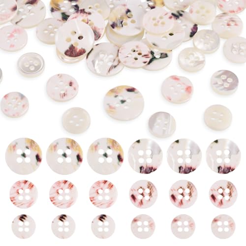 Beadthoven 45 Stück Muschelknöpfe mit 4 Löchern, 3 Größen, weiß, flach, rund, zum Nähen, Basteln, für Hemden, Kleidung, Basteln, Dekoration Beadthoven 45 Stück Muschelknöpfe mit 4 Löchern, 3 Größen, weiß, flach, rund, zum Nähen, Basteln, für Hemden, Kleidung, Basteln, Dekoration von BB Beadthoven