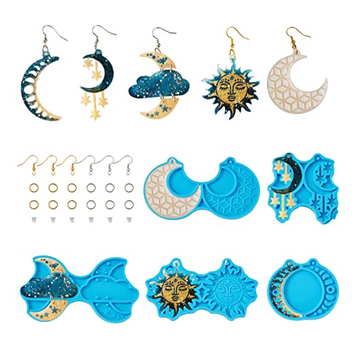 Beadthoven 5-teiliges Silikon-Gießform-Set für Ohrringe, Sonne, Mond, Wolke, Stern, Epoxidharz, Ohrring-Formen mit Ohrring-Haken, Sprungring-Muttern für Anfänger, Bastelgeschenk Beadthoven 5-teiliges Silikon-Gießform-Set für Ohrringe, Sonne, Mond, Wolke, Stern, Epoxidharz, Ohrring-Formen mit Ohrring-Haken, Sprungring-Muttern für Anfänger, Bastelgeschenk von BB Beadthoven