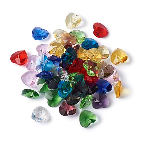 Beadthoven 50 Stück facettierte Kristall-Herz-Perlen, 10 x 10 x 5 mm, bunte Glas-Liebes-Herz-Anhänger, romantische Valentinstag-Ideen für die Schmuckherstellung von Halsketten Beadthoven 50 Stück facettierte Kristall-Herz-Perlen, 10 x 10 x 5 mm, bunte Glas-Liebes-Herz-Anhänger, romantische Valentinstag-Ideen für die Schmuckherstellung von Halsketten von BB Beadthoven