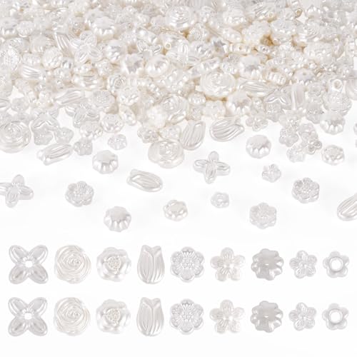 Beadthoven 558pcs ABS Imitation Perlen Floral White Rose Tulpen Blume Form Lose Spacer Bead Bulk für DIY Handwerk Armband Halskette Schmuckherstellung, Loch: 1,2-2 mm Beadthoven 558pcs ABS Imitation Perlen Floral White Rose Tulpen Blume Form Lose Spacer Bead Bulk für DIY Handwerk Armband Halskette Schmuckherstellung, Loch: 1,2-2 mm von BB Beadthoven