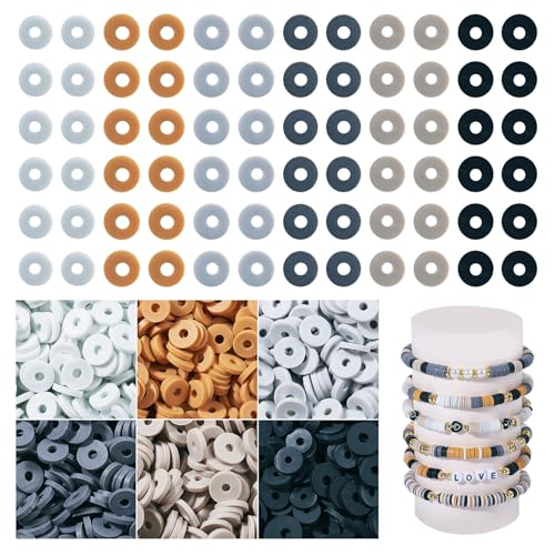 Beadthoven 5640 Stück handgefertigte Modelliermassen-Perlen, 6 mm, flache runde Heishi-Perlen, Disc-Abstandshalter-Perlen für DIY, Handwerk, Armband, Ohrringe, Halskette, Schmuckherstellung, Grau, Beadthoven 5640 Stück handgefertigte Modelliermassen-Perlen, 6 mm, flache runde Heishi-Perlen, Disc-Abstandshalter-Perlen für DIY, Handwerk, Armband, Ohrringe, Halskette, Schmuckherstellung, Grau, von BB Beadthoven