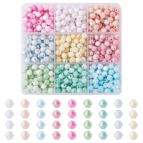 Beadthoven 648 Stück facettierte Doppelkegel-Glasperlen, Pastellfarbe, Briolette-Kristallperlen, kleine, lose AB-Farbe, undurchsichtig, mit Box für Armbänder, Schmuckherstellung, Halsketten Beadthoven 648 Stück facettierte Doppelkegel-Glasperlen, Pastellfarbe, Briolette-Kristallperlen, kleine, lose AB-Farbe, undurchsichtig, mit Box für Armbänder, Schmuckherstellung, Halsketten von BB Beadthoven
