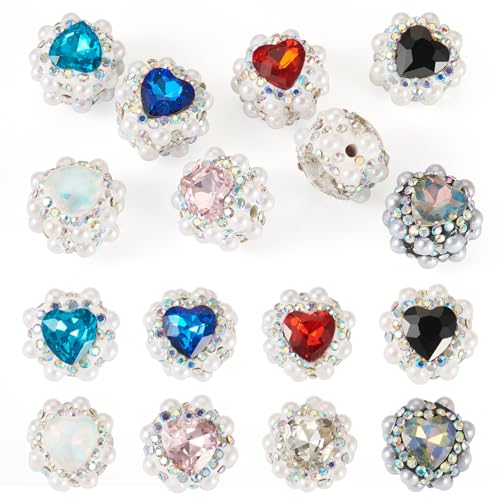 Beadthoven 8 Stück 18 mm Polymer-Ton-Strass-Fokal-Perlen für Stifte, funkelnde herzförmige Kristall-Perlen mit Kunstperlen, glitzernde Edelsteine, ausgefallene Diamant-Abstandshalter für Beadthoven 8 Stück 18 mm Polymer-Ton-Strass-Fokal-Perlen für Stifte, funkelnde herzförmige Kristall-Perlen mit Kunstperlen, glitzernde Edelsteine, ausgefallene Diamant-Abstandshalter für von BB Beadthoven