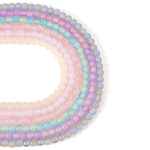 Beadthoven 800 Stück runde Glasperlen, Stränge, 6 Farben, Opalit-Glasperlen, Backen, lackiertes Glas, lose Abstandshalter, Perlen für DIY-Armbänder, Schmuckherstellung von BB Beadthoven