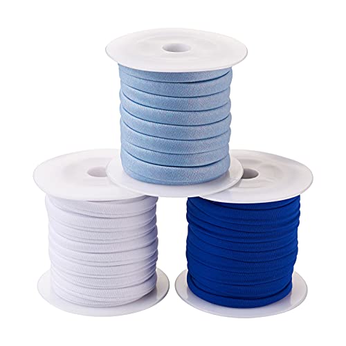 Beadthoven 9 Meter 5 mm flache, weiche elastische Kordel aus Polyester, genäht, dehnbare Lycra-Kordel, Gurtband, Nähzubehör, 3 Rollen Beadthoven 9 Meter 5 mm flache, weiche elastische Kordel aus Polyester, genäht, dehnbare Lycra-Kordel, Gurtband, Nähzubehör, 3 Rollen von BB Beadthoven