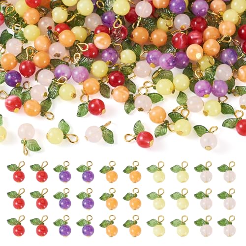 Beadthoven Acryl-Anhänger mit Ringen, bunte orangefarbene Obst-Anhänger, Mandarine, runde Perlen, baumelnd, für selbstgemachte Ohrringe, Halsketten, Schmuckherstellung, 150 Stück Beadthoven Acryl-Anhänger mit Ringen, bunte orangefarbene Obst-Anhänger, Mandarine, runde Perlen, baumelnd, für selbstgemachte Ohrringe, Halsketten, Schmuckherstellung, 150 Stück von BB Beadthoven