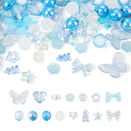 Beadthoven Acryl-Kunststoff-Perlen, Kawaii-Herz, Schmetterling, Süßigkeiten-Blume, Schleife, runde Perlen für DIY-Armbänder, Halsketten, Schlüsselanhänger, Schmuckherstellung, tiefes Himmelblau Beadthoven Acryl-Kunststoff-Perlen, Kawaii-Herz, Schmetterling, Süßigkeiten-Blume, Schleife, runde Perlen für DIY-Armbänder, Halsketten, Schlüsselanhänger, Schmuckherstellung, tiefes Himmelblau von BB Beadthoven