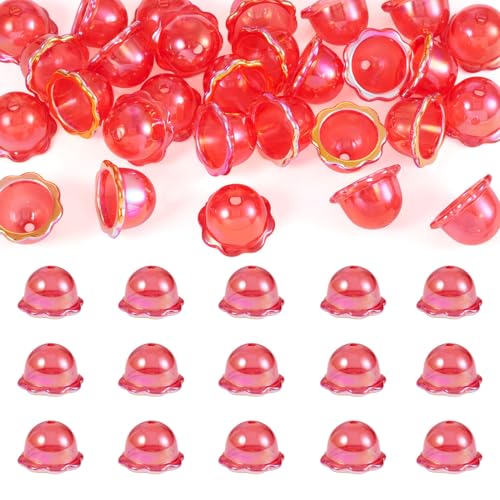 Beadthoven Acryl-Perlenkappen, AB-Farbe, Blumen-Endkappen, Windspiel-Perlen für DIY-Windspiele, baumelnde Ohrringe, Halsketten, Dunkelorange, 30 Stück von BB Beadthoven