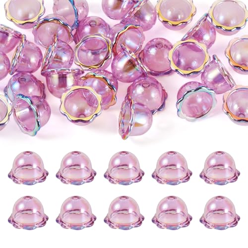 Beadthoven Acryl-Perlenkappen, AB-Farbe, Blumen-Endkappen, Windspiel-Perlen für DIY-Windspiele, baumelnde Ohrringe, Halsketten, transparent, 30 Stück von BB Beadthoven