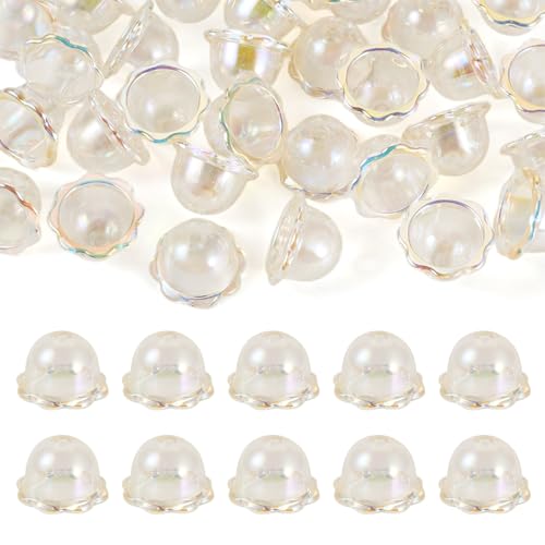 Beadthoven Acryl-Perlenkappen, AB-Farbe, Blumen-Endkappen, Windspiel-Perlen für DIY-Windspiele, baumelnde Ohrringe, Halsketten, transparent, 30 Stück von BB Beadthoven