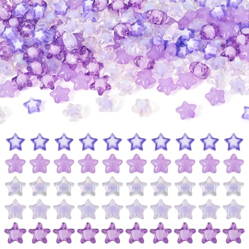 Beadthoven Acryl-Sternperlen, 5 Stile, transparent, lila, Acryl, glitzernd, lose Pony-Perlen für DIY-Armbänder, Ohrringe, Halsketten, Sommer-Schmuckherstellung, Loch: 2 mm, 150 Stück Beadthoven Acryl-Sternperlen, 5 Stile, transparent, lila, Acryl, glitzernd, lose Pony-Perlen für DIY-Armbänder, Ohrringe, Halsketten, Sommer-Schmuckherstellung, Loch: 2 mm, 150 Stück von BB Beadthoven