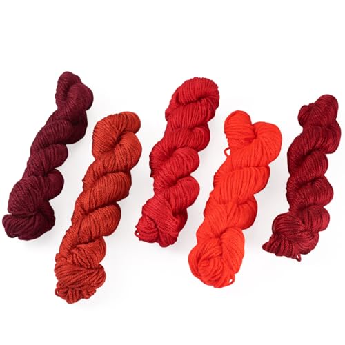 Beadthoven Acrylfasergarne, 2,2 mm, weiches, grobes Garn, Handstrickgarn zum Weben, Stricken, Häkeln, Pullover, Schals, Stoff, Handarbeiten, Rot, 6 Bündel von BB Beadthoven