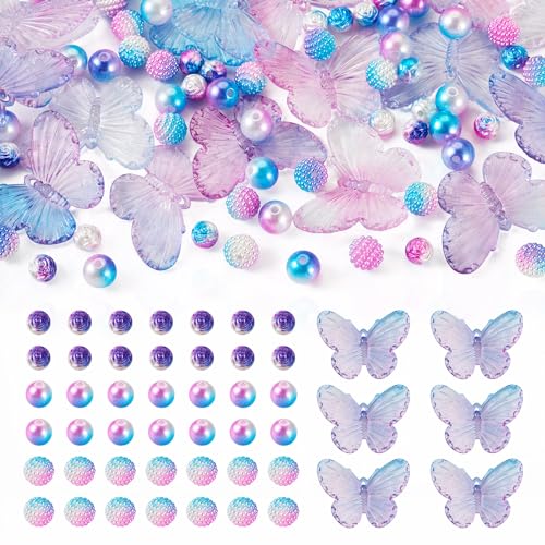 Beadthoven 100 Stück Acrylperlen, blau, lila, Schmetterling, Rose, rund, Beere, Imitationsperlen, lose Perlen für DIY-Armbänder, Halsketten, Schlüsselanhänger, Schmuckherstellung, Beadthoven 100 Stück Acrylperlen, blau, lila, Schmetterling, Rose, rund, Beere, Imitationsperlen, lose Perlen für DIY-Armbänder, Halsketten, Schlüsselanhänger, Schmuckherstellung, von BB Beadthoven