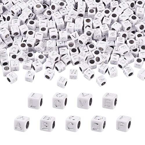 Beadthoven Acrylperlen, Würfelform, Buchstaben, A-Z, großes Loch, quadratisch, lose Perlen für DIY-Armbänder, Halsketten, Schmuckherstellung, Loch: 3,5 mm, 1000 Stück Beadthoven Acrylperlen, Würfelform, Buchstaben, A-Z, großes Loch, quadratisch, lose Perlen für DIY-Armbänder, Halsketten, Schmuckherstellung, Loch: 3,5 mm, 1000 Stück von BB Beadthoven