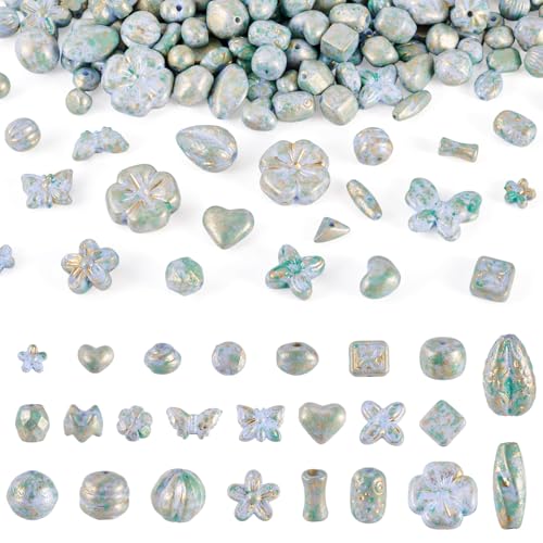 Beadthoven Acrylperlen, undurchsichtig, Blume, Schmetterling, Herz, Boho-Bastelperle mit goldenem Metall, für selbstgemachte Armbänder, Halsketten, Handykette, Schmuckherstellung, Stahlblau, 100 g Beadthoven Acrylperlen, undurchsichtig, Blume, Schmetterling, Herz, Boho-Bastelperle mit goldenem Metall, für selbstgemachte Armbänder, Halsketten, Handykette, Schmuckherstellung, Stahlblau, 100 g von BB Beadthoven
