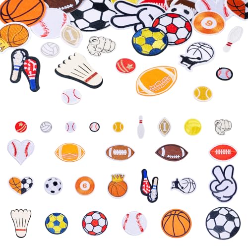 Beadthoven Aufnäher zum Aufbügeln, Motiv: Sportball, Fußball, Basketball, Volleyball, Rugby, bestickt, für Kleidung, Hut, Jeans, DIY-Zubehör, 27 Stück Beadthoven Aufnäher zum Aufbügeln, Motiv: Sportball, Fußball, Basketball, Volleyball, Rugby, bestickt, für Kleidung, Hut, Jeans, DIY-Zubehör, 27 Stück von BB Beadthoven
