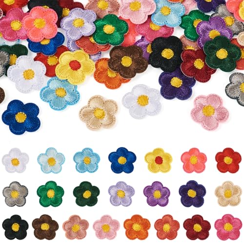 Beadthoven Aufnäher zum Aufbügeln für Kleidung, 66 Stück, niedliche Gänseblümchen, Stickerei, Reparaturapplikationen, verschiedene Farben zum Nähen, für Jacken, Jeans, T-Shirts, Hosen, Kleider von BB Beadthoven