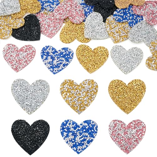 Beadthoven Aufnäher zum Aufbügeln in Herzform, Hotfix, Strassapplikation, Glitzer-Applikation zum Nähen, Basteln, Dekoration, 55 x 55 mm, 24 Stück Beadthoven Aufnäher zum Aufbügeln in Herzform, Hotfix, Strassapplikation, Glitzer-Applikation zum Nähen, Basteln, Dekoration, 55 x 55 mm, 24 Stück von BB Beadthoven