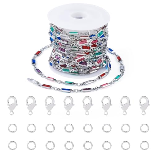 Beadthoven Buntes Strass-Halskettenherstellungs-Set, glänzende Messingkette mit Spule, Legierung, Karabinerverschlüsse, offene Binderinge für DIY-Armbänder, Basteln, Schmuckherstellung Beadthoven Buntes Strass-Halskettenherstellungs-Set, glänzende Messingkette mit Spule, Legierung, Karabinerverschlüsse, offene Binderinge für DIY-Armbänder, Basteln, Schmuckherstellung von BB Beadthoven