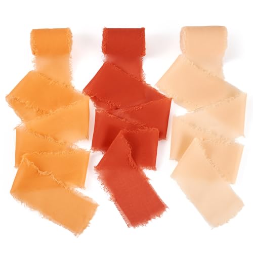 Beadthoven Chiffonband, 12,7 m x 5,1 cm, orange-rot, ausgefranste Fransenkanten, Seidenstoffband für Geschenkverpackungen, Halloween, Herbst, Erntedankfest, Party, Urlaub, Dekoration, Blumenstrauß Beadthoven Chiffonband, 12,7 m x 5,1 cm, orange-rot, ausgefranste Fransenkanten, Seidenstoffband für Geschenkverpackungen, Halloween, Herbst, Erntedankfest, Party, Urlaub, Dekoration, Blumenstrauß von BB Beadthoven