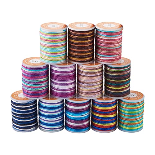 Beadthoven Chinesische Knotenschnur, 0,7 mm Polyester, 11 Rollen, Regenbogenfarben, geflochtene Perlenschnur, für Schmuckherstellung, Kumihimo-Makramee, 7 m / Rolle Beadthoven Chinesische Knotenschnur, 0,7 mm Polyester, 11 Rollen, Regenbogenfarben, geflochtene Perlenschnur, für Schmuckherstellung, Kumihimo-Makramee, 7 m / Rolle von BB Beadthoven