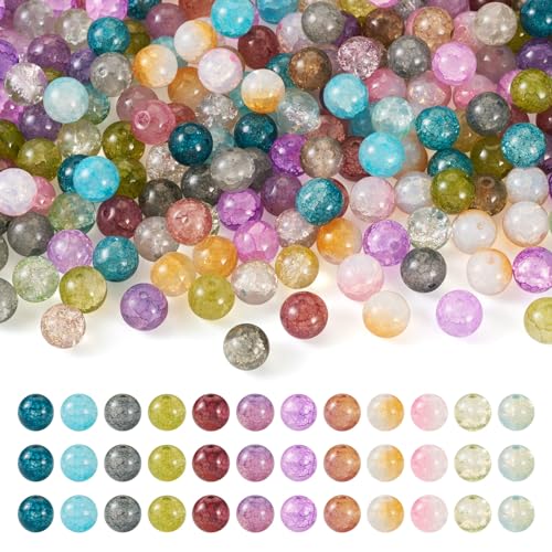 Beadthoven Craquelé-Glasperlen, Kristall-Glasperlen, bunt, rund, lose Abstandshalter, verschiedene Perlen für Armband, DIY, Halsketten, Basteln, Schmuckherstellung, 240 Stück Beadthoven Craquelé-Glasperlen, Kristall-Glasperlen, bunt, rund, lose Abstandshalter, verschiedene Perlen für Armband, DIY, Halsketten, Basteln, Schmuckherstellung, 240 Stück von BB Beadthoven
