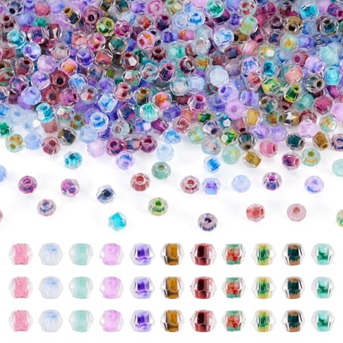 Beadthoven Doppelkegel-Glas-Rocailles, facettierte Doppelkegel, Kristallperlen, 4 mm, transparente Glas-Abstandshalter für Schmuckherstellung, bunt, 420 Stück von BB Beadthoven