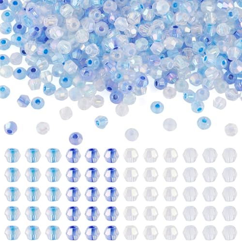 Beadthoven Doppelkegel-Glasperlen, facettiert, Doppelkegel, Kristallperlen, 3,5 x 4,5 mm, Abstandshalter für Schmuckherstellung, Blau, 405 Stück von BB Beadthoven