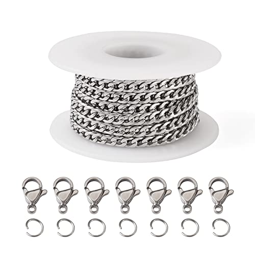 Beadthoven Edelstahl-Kettenglieder, Panzerkette, kubanische Ketten, Spule, mit Binderingen, Karabinerverschlüssen, für DIY-Schmuck, Halsketten, Armbänder, Fußkettchen Beadthoven Edelstahl-Kettenglieder, Panzerkette, kubanische Ketten, Spule, mit Binderingen, Karabinerverschlüssen, für DIY-Schmuck, Halsketten, Armbänder, Fußkettchen von BB Beadthoven